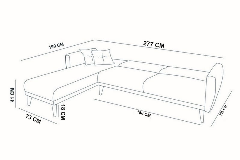 Sovesofa Tufford med Divan Høyre - Hvit - Sovesofa divan