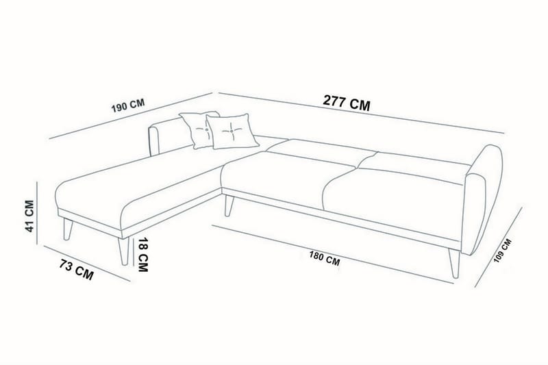 Sovesofa Tufford med Divan Veggenhet - Grå - Sovesofa divan