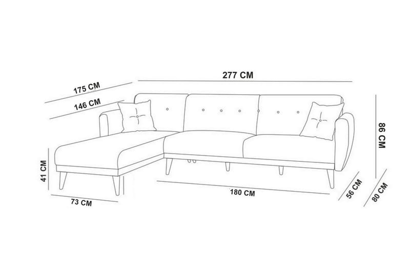 Sovesofa Tufford med Divan Veggenhet - Grå - Sovesofa divan