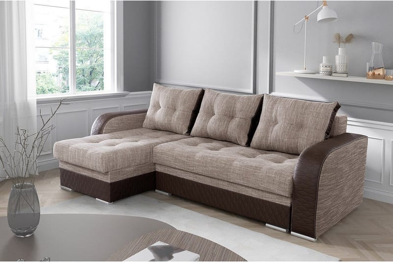 Sydney Hjørnesofa - Beige/Brun - Møbler - Sofaer - Sovesofaer - Sovesofa divan