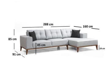 Thrill Sovesofa med Divan Høyre - Grå - Møbler - Sofaer - Sovesofaer - Sovesofa divan