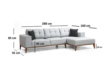 Thrill Sovesofa med Divan Høyre - Grå - Møbler - Sofaer - Sovesofaer - Sovesofa divan