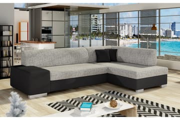 Tietaz Sovesofa med Divan - Grå/Svart - Møbler - Sofaer - Sovesofaer - Sovesofa divan