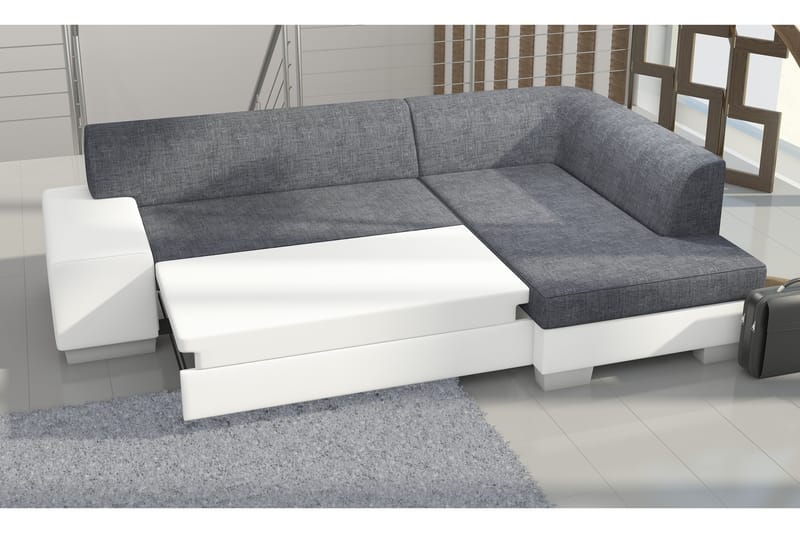 Tietaz Sovesofa med Divan - Grå/Svart - Møbler - Sofaer - Sovesofaer - Sovesofa divan