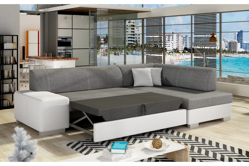 Tietaz Sovesofa med Divan, Grå/Svart