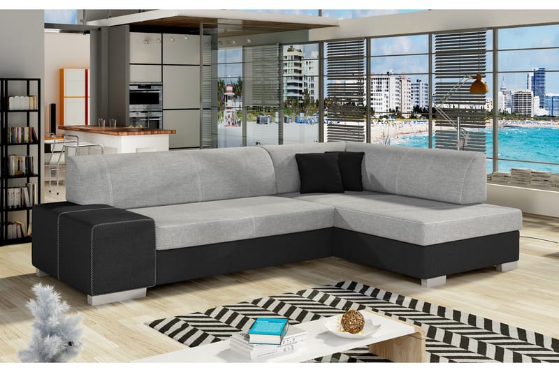 Tietaz Sovesofa med Divan, Grå/Svart