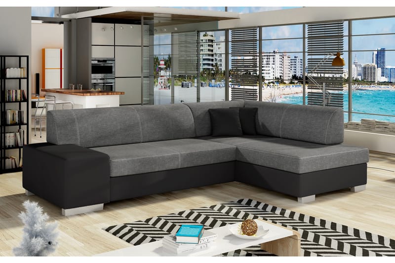 Tietaz Sovesofa med Divan, Grå/Svart