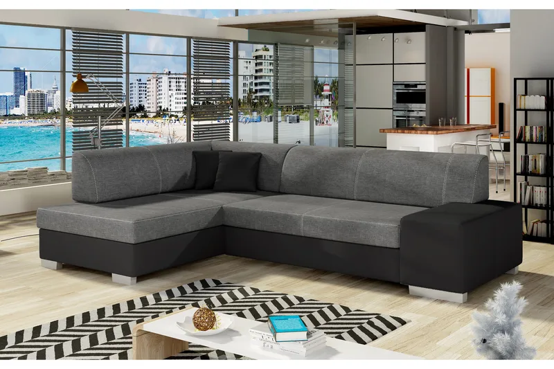 Tietaz Sovesofa med Divan, Grå/Svart