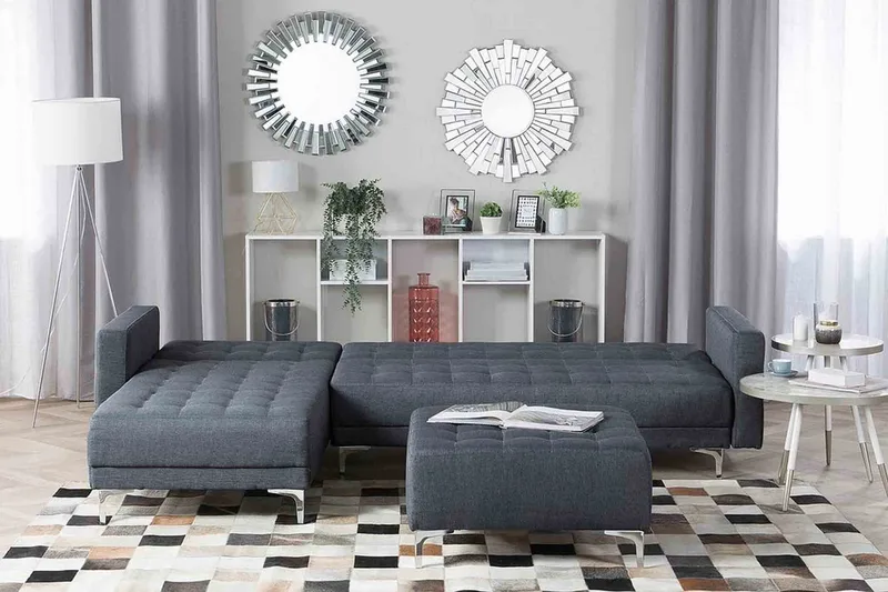 Toomey Hjørnesovesofa Høyre med Fotskammel - Grå - Møbler - Sofaer - Sovesofaer - Sovesofa divan