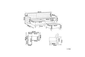Toomey Hjørnesovesofa Høyre med Fotskammel - Grå - Møbler - Sofaer - Sovesofaer - Sovesofa divan