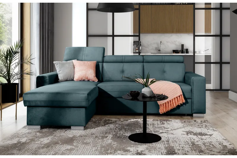 Trent Sovesofa m. Divan med Oppbevaring 3-seter - Blå - Møbler - Sofaer - Sovesofaer - Sovesofa divan