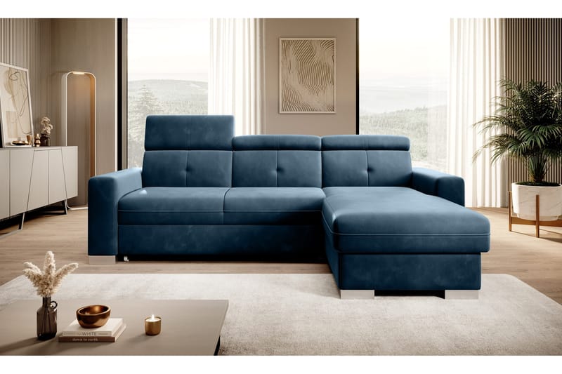 Trent Sovesofa m. Divan med Oppbevaring 3-seter - Mørkeblå - Møbler - Sofaer - Sovesofaer - Sovesofa divan