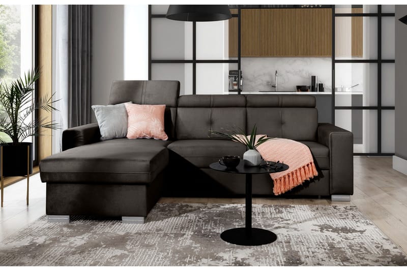 Trent Sovesofa m. Divan med Oppbevaring 3-seter, Mørkebrun