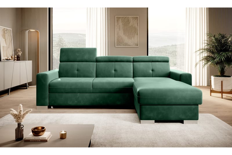 Trent Sovesofa m. Divan med Oppbevaring 3-seter - Mørkegrønn - Møbler - Sofaer - Sovesofaer - Sovesofa divan