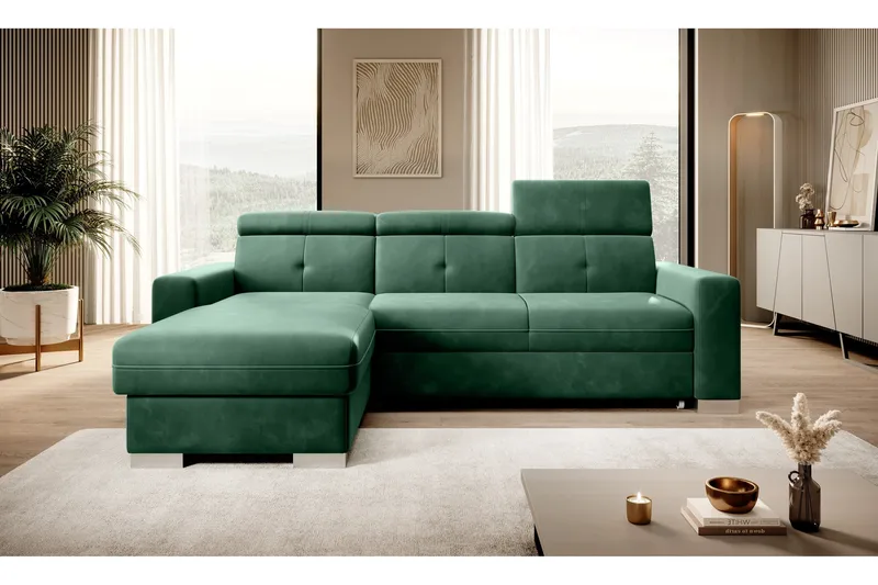 Trent Sovesofa m. Divan med Oppbevaring 3-seter - Mørkegrønn - Møbler - Sofaer - Sovesofaer - Sovesofa divan