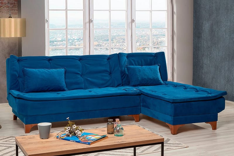 Turso Sovesofa med Divan Høyre - Blå - Møbler - Sofaer - Sovesofaer - Sovesofa divan