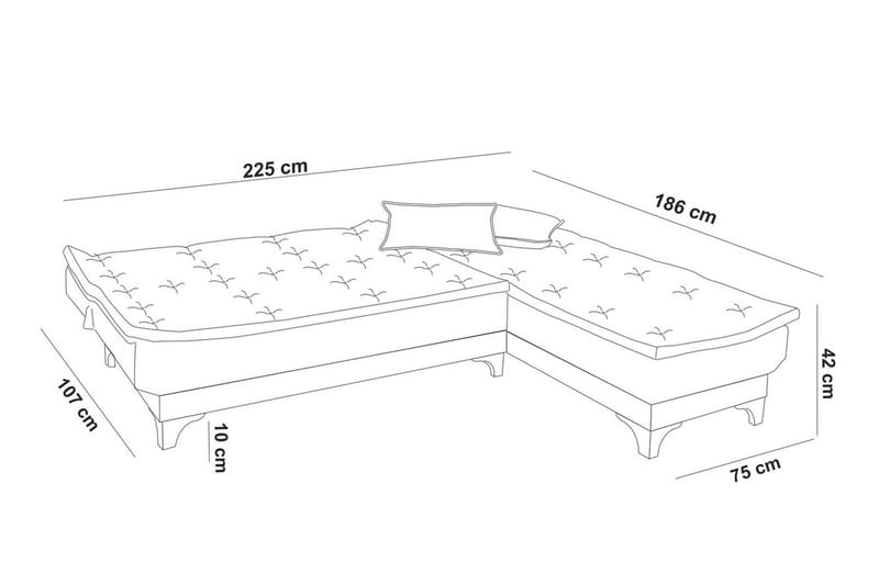 Turso Sovesofa med Divan Høyre - Brun - Møbler - Sofaer - Sovesofaer - Sovesofa divan