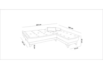 Turso Sovesofa med Divan Høyre - Grå - Møbler - Sofaer - Sovesofaer - Sovesofa divan