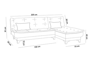 Turso Sovesofa med Divan Høyre - Grå - Møbler - Sofaer - Sovesofaer - Sovesofa divan