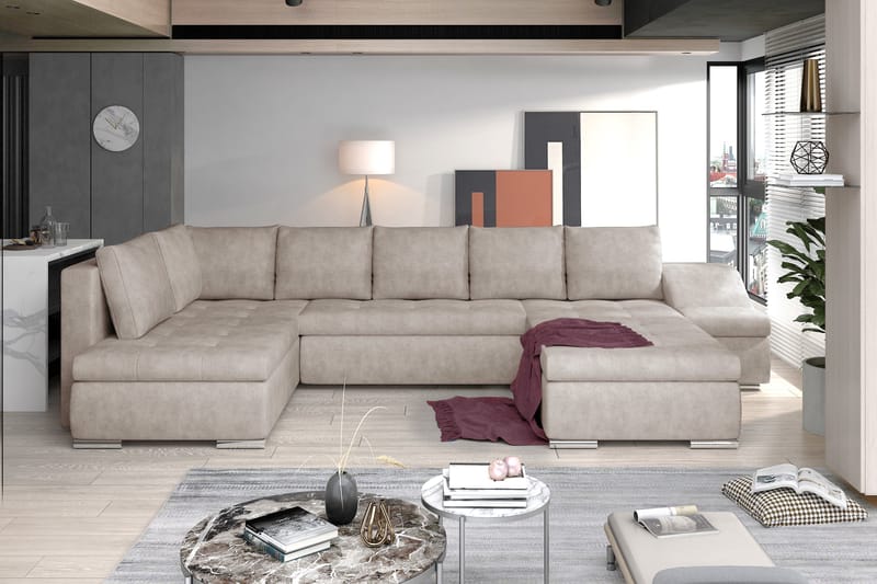 U-Sovesofa Bouchard Høyre - Beige - Sovesofa divan