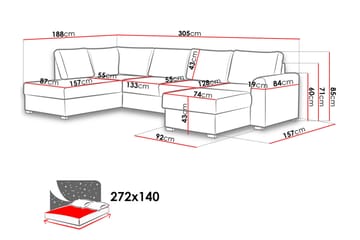 U-Sovesofa Dargina Venstre - Møbler - Sofaer - Sovesofaer - Sovesofa divan