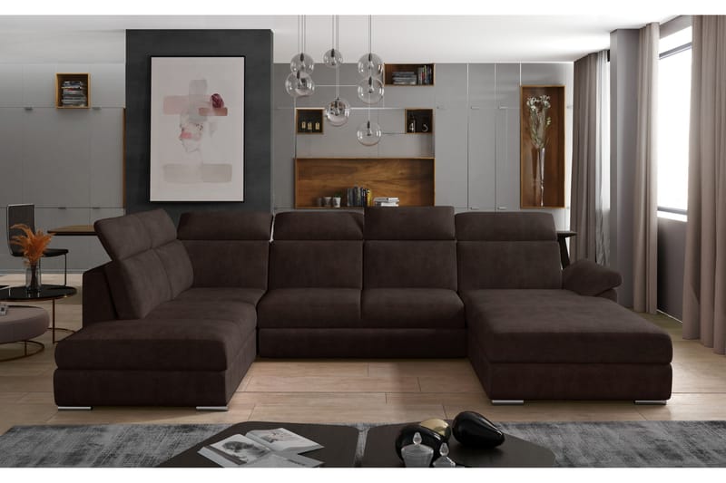 U-Sovesofa Emeria Høyre - Brun - Sovesofa divan