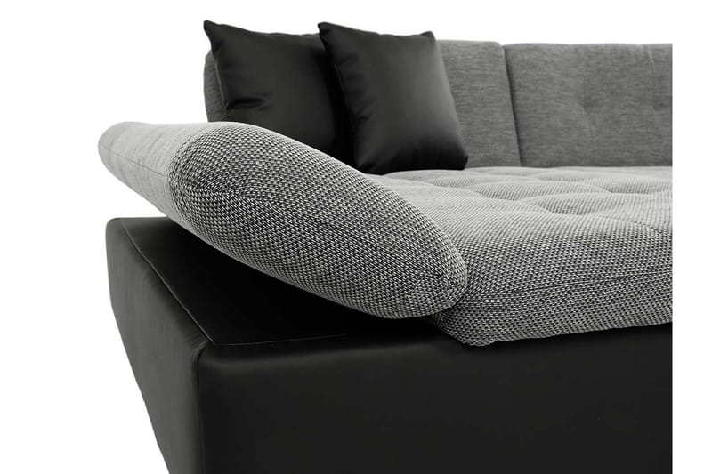 U-sovesofa Linwood - Grå/Hvit/Rød - Skinnsofaer - Sovesofa divan - U sovesofa - Fløyelssofaer