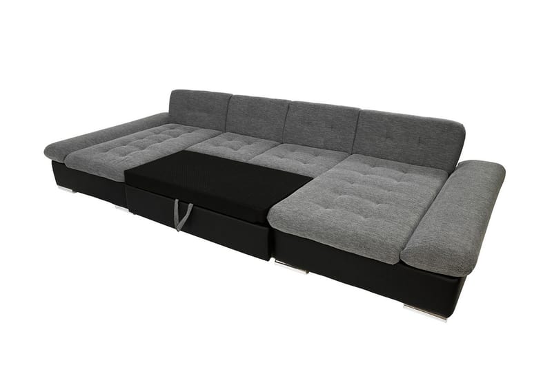 U-sovesofa Linwood - Grå/Hvit/Rød - Skinnsofaer - Sovesofa divan - U sovesofa - Fløyelssofaer