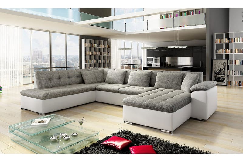 U-sovesofa Niko 350x205x76 cm - Beige / Grå - Møbler - Sofaer - Sovesofaer - Sovesofa divan