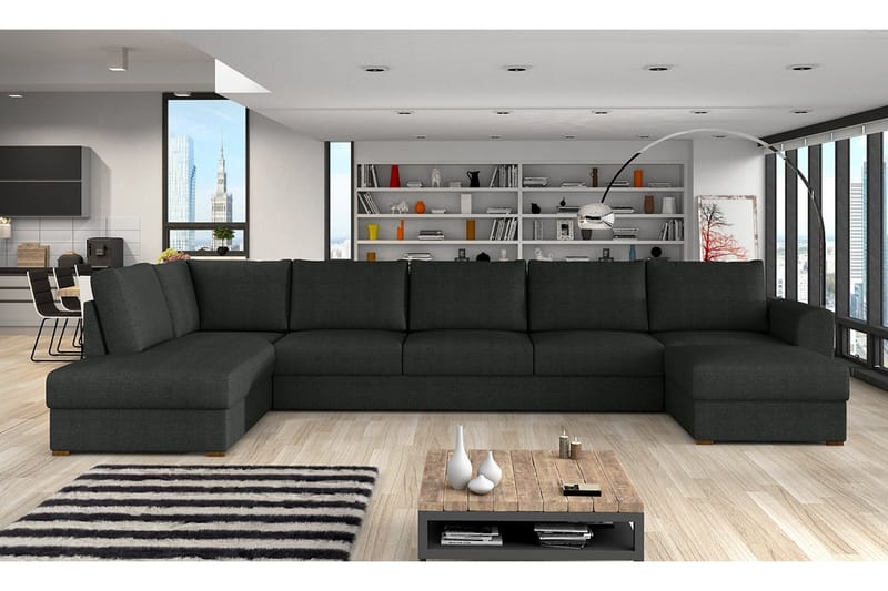 U-sovesofa Willhem Stor Venstre - Svart - Møbler - Sofaer - Sovesofaer - Sovesofa divan