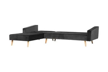 Vadso Venstre Sovesofa 100x270 cm i Fløyel - Antrasitt - Møbler - Sofaer - Sovesofaer - Sovesofa divan