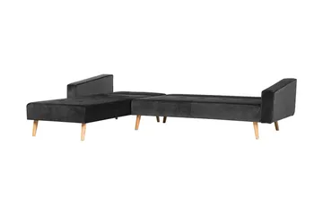 Vadso Venstre Sovesofa 100x270 cm i Fløyel - Antrasitt - Møbler - Sofaer - Sovesofaer - Sovesofa divan