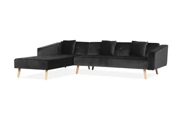 Vadso Venstre Sovesofa 100x270 cm i Fløyel - Antrasitt - Møbler - Sofaer - Sovesofaer - Sovesofa divan