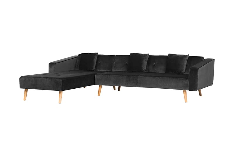 Vadso Venstre Sovesofa 100x270 cm i Fløyel - Antrasitt - Møbler - Sofaer - Sovesofaer - Sovesofa divan