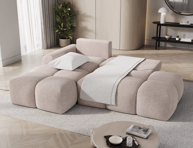 Vittario 3-seters boblete sovesofa med divan og oppbevaring, venstre - Xillar 20 - Møbler - Sofaer - Sovesofaer - Sovesofa divan