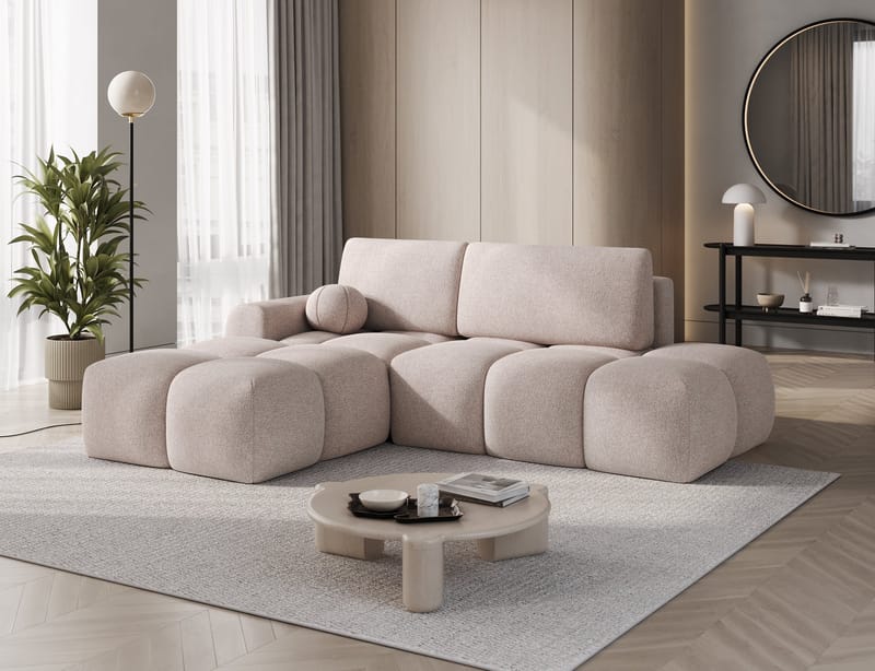 Vittario 3-seters boblete sovesofa med divan og oppbevaring, venstre - Xillar 20 - Møbler - Sofaer - Sovesofaer - Sovesofa divan