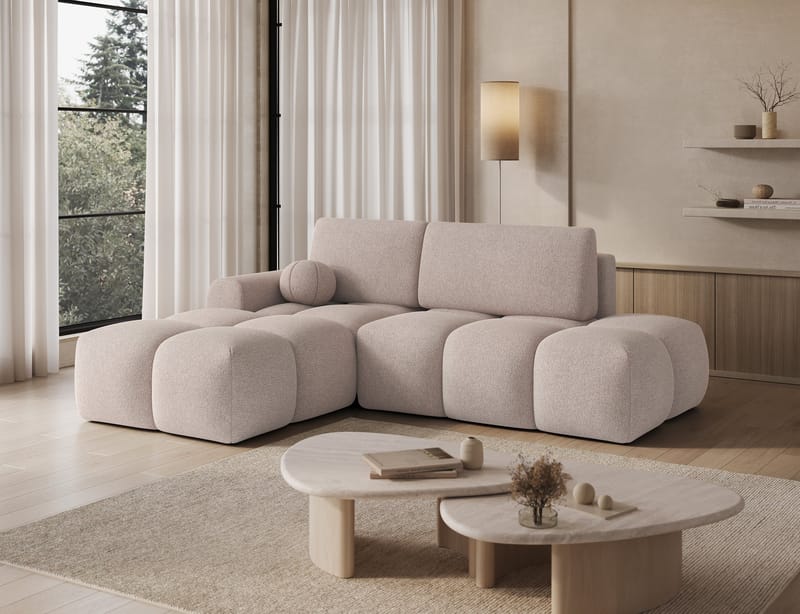 Vittario 3-seters boblete sovesofa med divan og oppbevaring, venstre - Xillar 20 - Møbler - Sofaer - Sovesofaer - Sovesofa divan