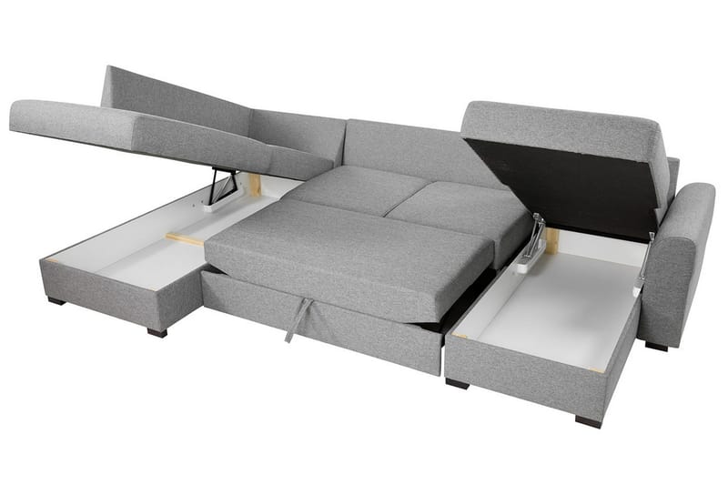 Wilma 6-seter Sovesofa med Sjeselong i Stoff med Kunstlærunderrede - Mellomgrå - Møbler - Sofaer - Sovesofaer - Sovesofa divan