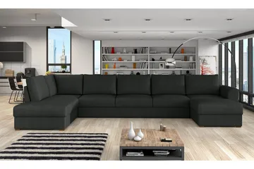 Wilma Sovesofa 141x340 cm med Oppbevaring i Stoff - Grå - Møbler - Sofaer - Sovesofaer - Sovesofa divan