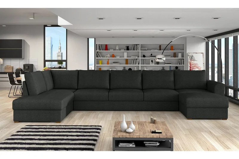 Wilma Sovesofa 141x340 cm med Oppbevaring i Stoff - Grå - Møbler - Sofaer - Sovesofaer - Sovesofa divan