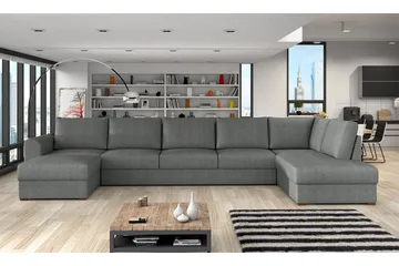 Wilma Sovesofa 141x340 cm med Oppbevaring i Stoff - Grå - Møbler - Sofaer - Sovesofaer - Sovesofa divan