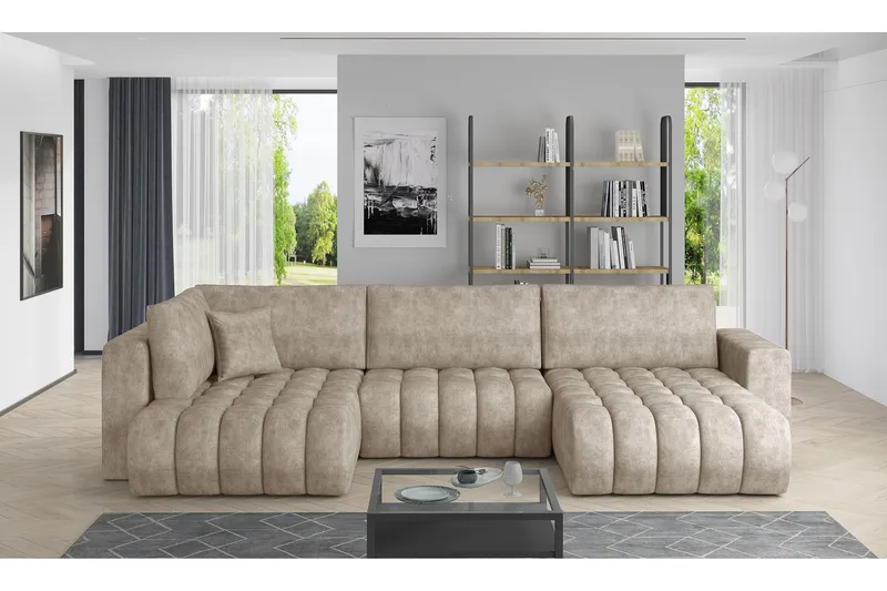 Yorktown U-sovesofa Divan Høyre - Mørkebeige - Møbler - Sofaer - Sovesofaer - Sovesofa divan