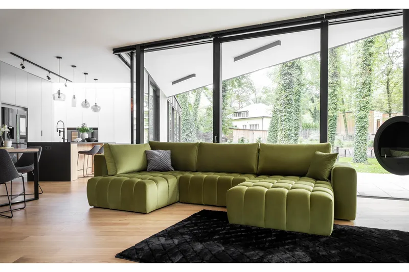 Yorktown U-sovesofa Divan Høyre - Mørkegrønn - Møbler - Sofaer - Sovesofaer - Sovesofa divan