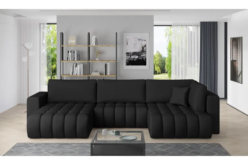 Yorktown U-sovesofa Divan Venstre - Svart - Møbler - Sofaer - Sovesofaer - Sovesofa divan
