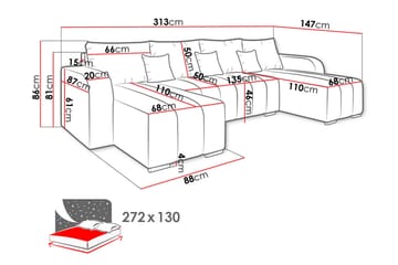 Zulueta 8-seters Sovesofa Høyre - Blå - Møbler - Sofaer - Sovesofaer - Sovesofa divan