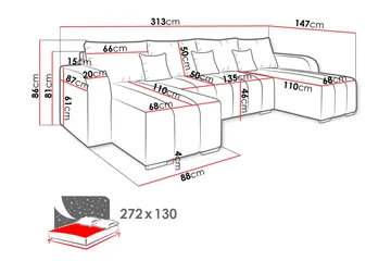 Zulueta 8-seters Sovesofa Høyre - Grønn - Møbler - Sofaer - Sovesofaer - Sovesofa divan