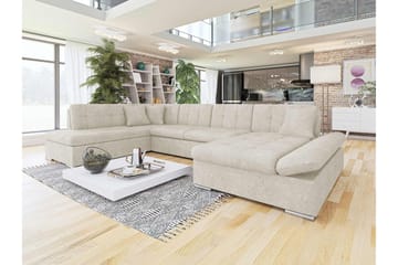Zumar Sovesofa med Sjeselong og Dobbel Sjeselong 4-seter i Bouclé - Beige - Møbler - Sofaer - Sovesofaer - Sovesofa divan