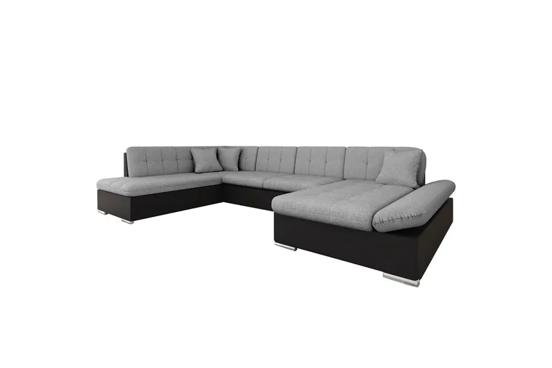 Zumar Sovesofa med Sjeselong og Dobbel Sjeselong 4-seter i Kunstlær, Svart / Grå