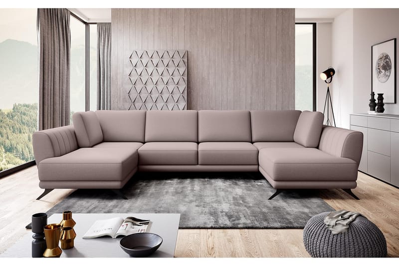 Sovesofa Dobbeltsjeselong Kazuma - Beige - Møbler - Sofaer - Sovesofaer - Langsgående sovesofa