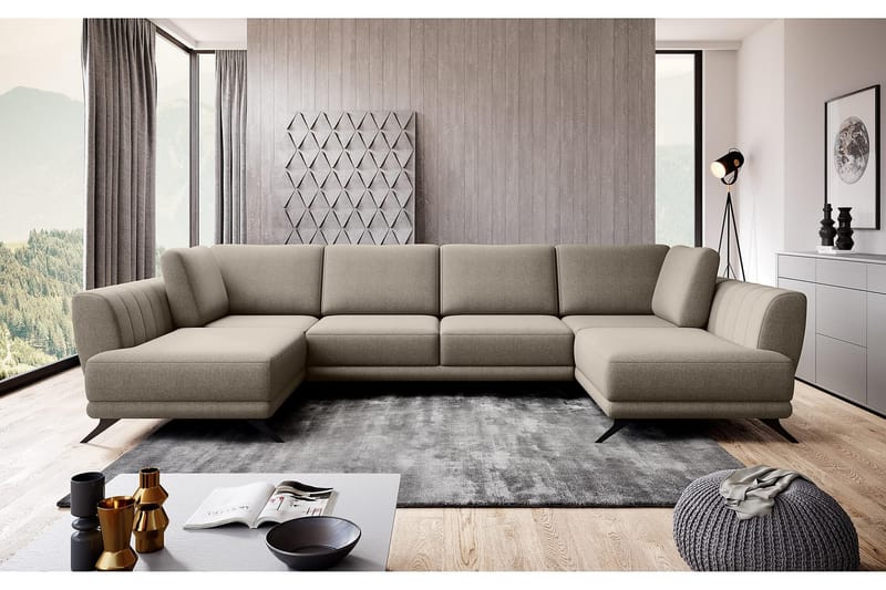 Sovesofa Dobbeltsjeselong Kazuma - Beige - Møbler - Sofaer - Sovesofaer - Langsgående sovesofa